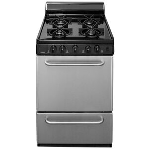 Premier 24 in. 3.0 cu. ft. Oven Freestanding Gas Range with 4 Sealed Burners - Stainless Steel, , hires