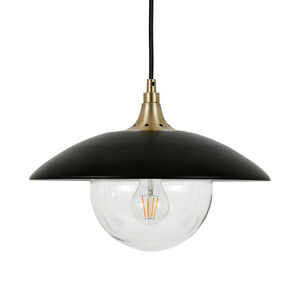 Hudson & Canal Alvia 14.5 in. Pendant with Clear Glass - Matte Black & Gold, , hires