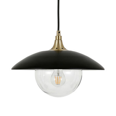 Hudson & Canal Alvia 14.5 in. Pendant with Clear Glass - Matte Black & Gold | PD0076