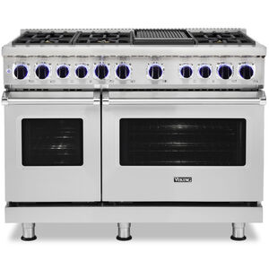 Viking 7 Series 48 in. 7.3 cu. ft. Convection Double Oven Freestanding LP Dual Fuel Range with 6 Sealed Burners & Griddle - Stainless Steel, , hires