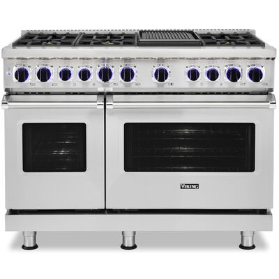 Viking 7 Series 48 in. 7.3 cu. ft. Convection Double Oven Freestanding LP Dual Fuel Range with 6 Sealed Burners & Griddle - Stainless Steel | VDR74826GSSL