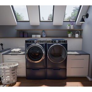 GE Profile 28 in. 7.8 cu. ft. Smart Stackable Electric Dryer with Sensor Dry, Sanitize & Steam Cycle - Sapphire Blue, Sapphire Blue, hires