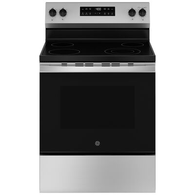 GE 400 Series 30 in. 5.3 cu. ft. Smart Oven Freestanding Electric Range with 4 Radiant Burners - Stainless Steel | GRF400PVSS