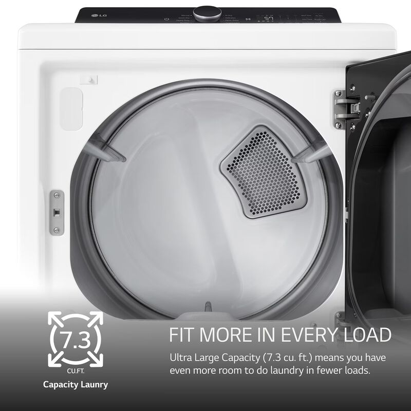 LG 27 in. 7.3 cu. ft. Smart Electric Dryer with EasyLoad Door & AI Sensor Dry - Alpine White, Alpine White, hires
