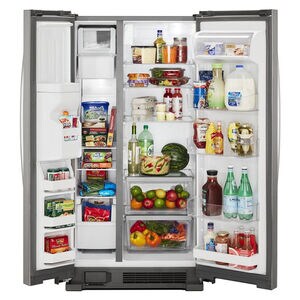 Whirlpool 33 in. 21.4 cu. ft. Side by Side Refrigerator with Ice & Water Dispenser - Monochromatic Stainless Steel, Monochromatic Stainless Steel, hires
