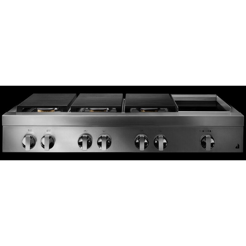 JennAir Noir 48 in. 6-Burner Natural Gas Rangetop with Griddle, Simmer Burner & Power Burner - Stainless Steel, , hires