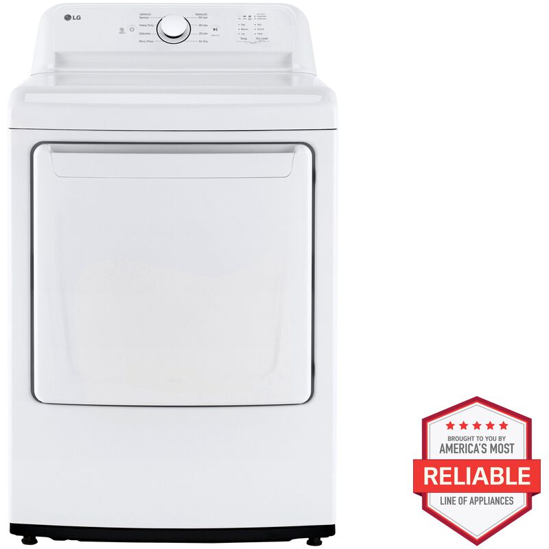 LG 27 in. 7.3 cu. ft. Electric Dryer with FlowSense Duct Clogging Indicator, LoDecibel Quiet Operation & Sensor Dry - White, White, hires