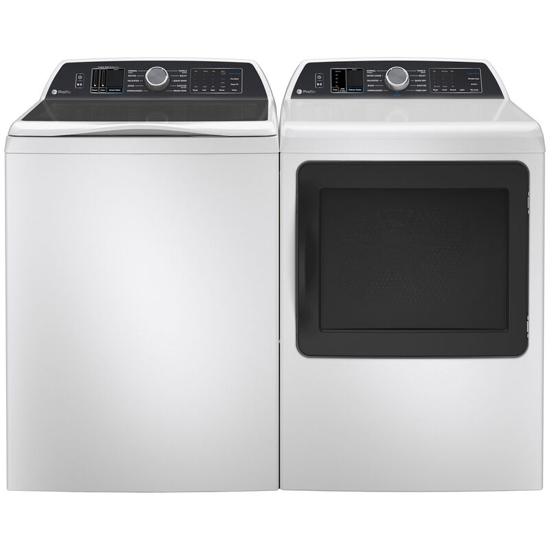 GE Profile 27 in. 7.4 cu. ft. Smart Gas Dryer with Aluminized Alloy Drum, Sensor Dry, Sanitize & Steam Cycle - White, White, hires
