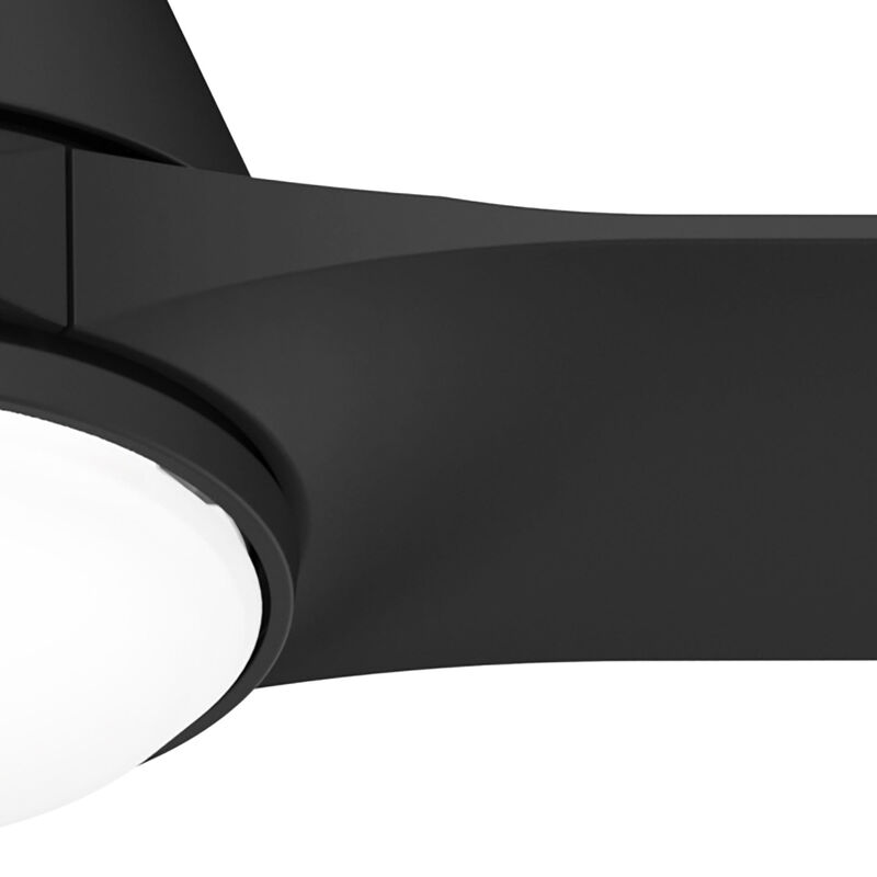 Hunter 52 inch Aeronaut Wi-Fi ENERGY STAR Matte Black Damp Rated Ceiling Fan with LED Light Kit and Handheld Remote, Matte Black, hires