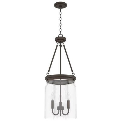 Hunter Devon Park 12 in. 3-Light Pendant with Clear Glass - Onyx Bengal | 19153