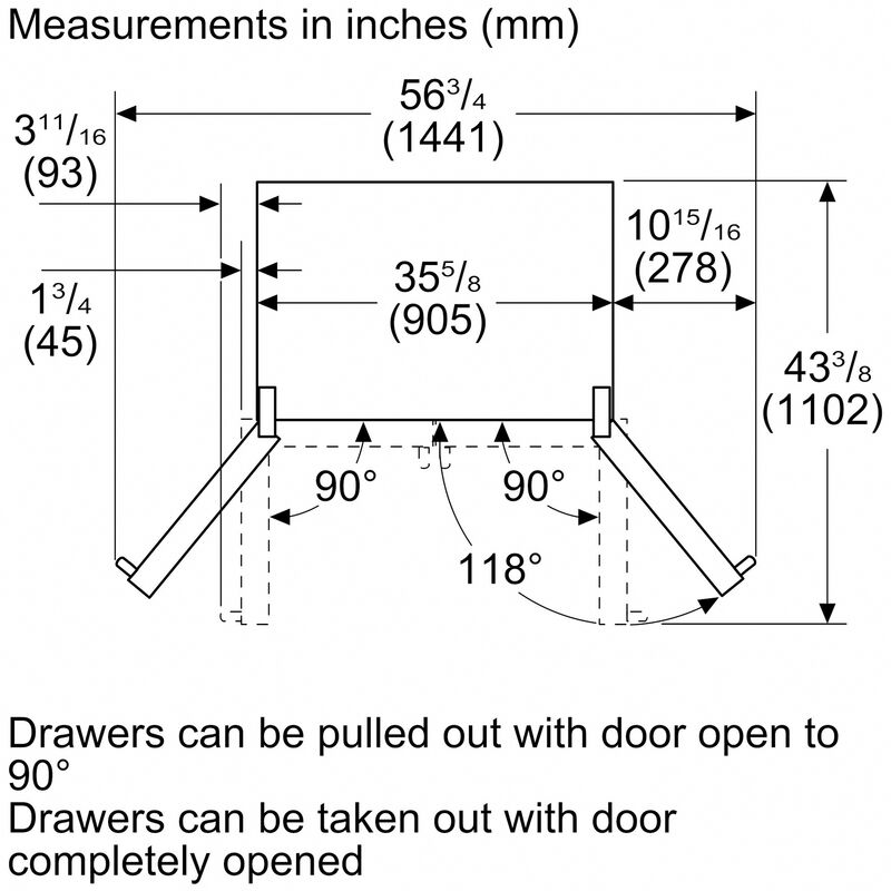 Bosch 800 Series 36 in. 20.8 cu. ft. Smart Counter Depth French Door Refrigerator with Internal Water Dispenser Anti-Finger Print Stainless Steel, Stainless Steel, hires