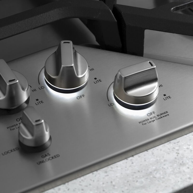 Cafe 36 in. 5-Burner Natural Gas Cooktop with Simmer Burner & Power Burner - Stainless Steel, , hires