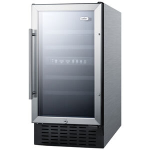 Summit 18 in. Undercounter Wine Cooler with Wood Racks, Dual Temperature Zones & 28 Bottle Capacity - Stainless Steel, , hires