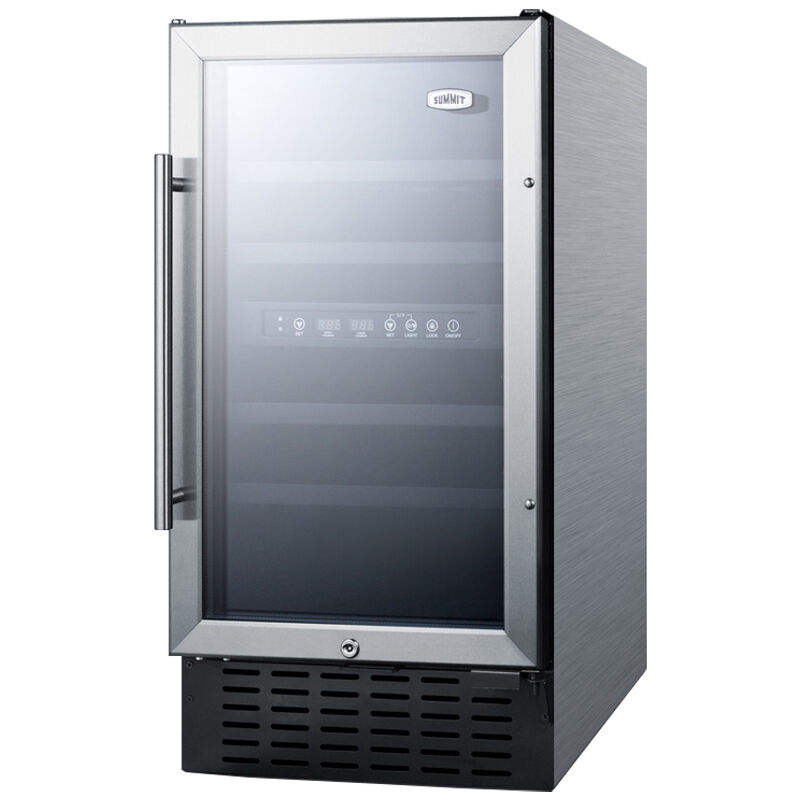 Summit 18 in. Undercounter Wine Cooler with Wood Racks, Dual Temperature Zones & 28 Bottle Capacity - Stainless Steel, , hires