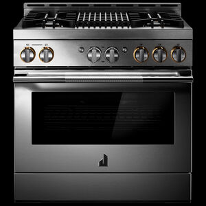 JennAir Rise Series 36 in. 5.1 cu. ft. Smart True European Convection Gas Range with 4 Sealed Burners & Grill - Stainless Steel, , hires