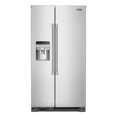 Maytag 36 in. 24.5 cu. ft. Side-by-Side Refrigerator with External Ice & Water Dispenser- Stainless Steel | MSS25C4MGZ