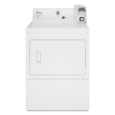Whirlpool 27 in. 7.4 cu. ft. Commercial Gas Dryer with Factory-Installed Coin Slide & Coin Box - White | CGM2745FQ