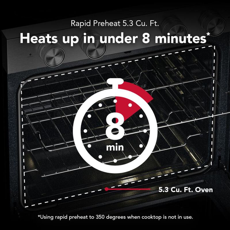 KitchenAid 30 in. 5.3 cu. ft. Smart Air-Fry True European Convection Electric Range with Radiant Burners - Fingerprint Resistant Stainless Steel, , hires