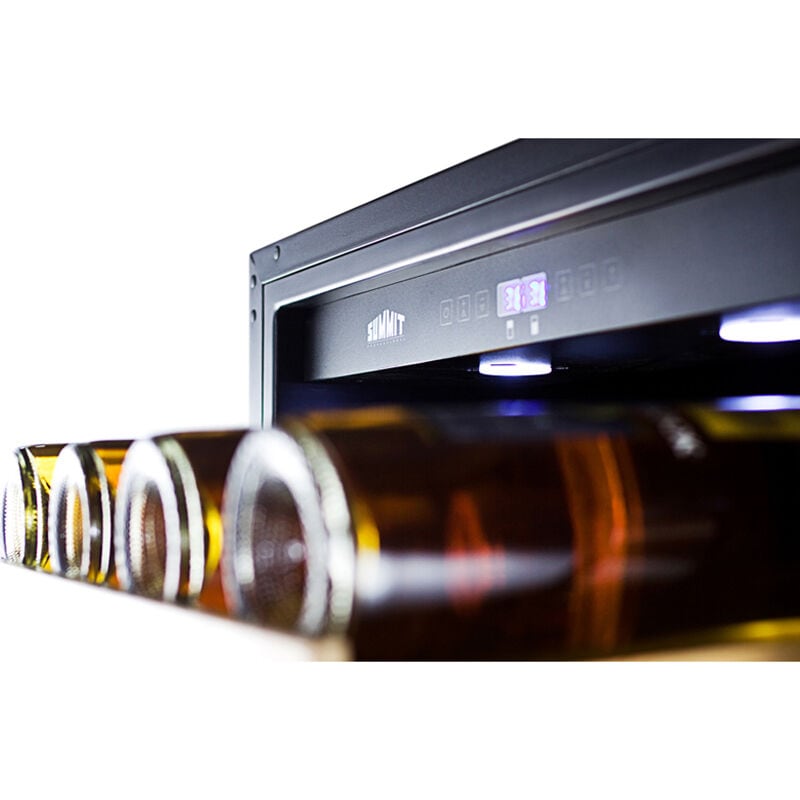 Summit 24 in. Wine Cooler with Wood Racks, Dual Temperature Zones & 118 Bottle Capacity - Stainless Steel, , hires