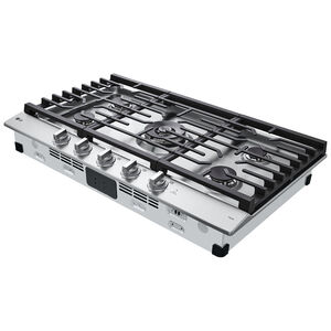 LG 36 in. 5-Burner Smart Natural Gas Cooktop with Griddle, Simmer Burner & Power Burner - Stainless Steel, , hires