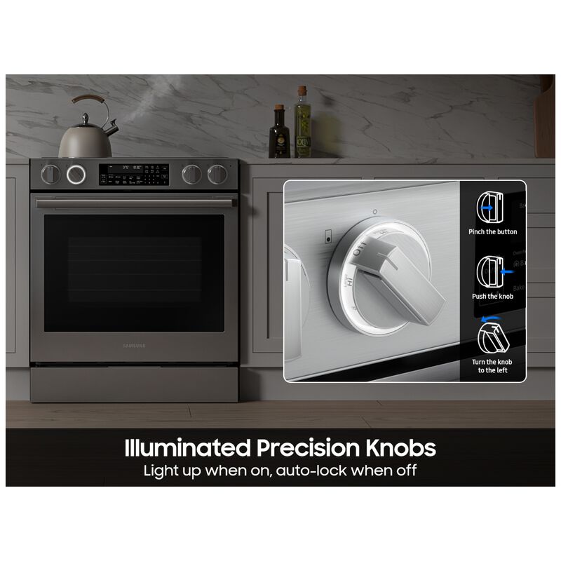 Samsung Bespoke 30 in. 6.3 cu. ft. Smart Air-Fry True European Convection Slide-In Electric Range with Radiant Burners - Stainless Steel, Stainless Steel, hires