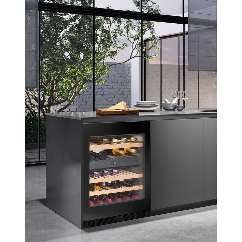 Liebherr 24 in. Undercounter Wine Cabinet with Wood Racks, Dual Temperature Zones & 34 Bottle Capacity - Black, , hires