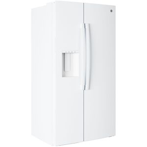 GE 36 in. 23.6 cu. ft. Counter Depth Side-by-Side Refrigerator with Ice & Water Dispenser - White, , hires