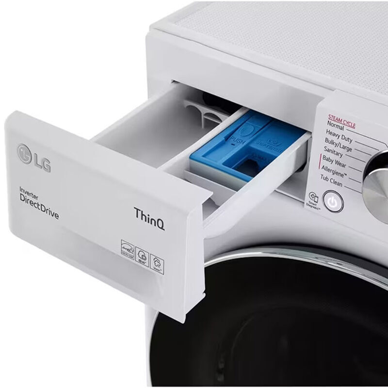 LG 24 in. 2.4 cu. ft. Smart Stackable Front Load Washer with Sanitize & Steam Wash Cycle - White, White, hires