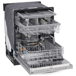LG 24 in. Top Control Smart Dishwasher with 46 dBa Sound Level & 3rd-Rack - PrintProof Stainless Steel, PrintProof Stainless Steel, hires