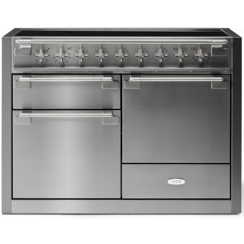 AGA Elise 48 in. 6.0 cu. ft. True European Convection Double Oven Electric Range with 5 Induction Burners - Stainless Steel, , hires