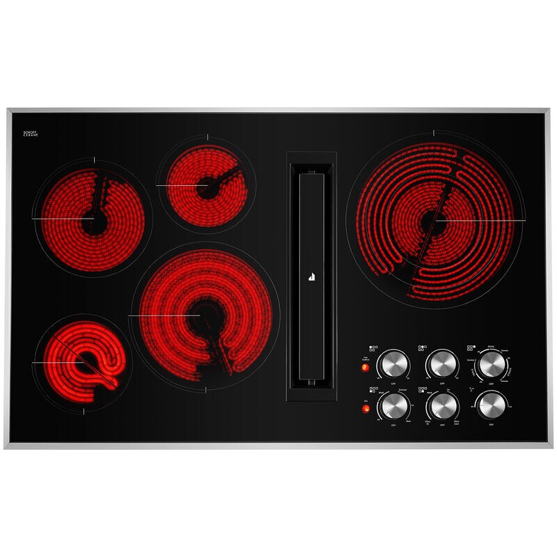 JennAir Euro-Style 36 in. 5-Burner Electric Cooktop with Downdraft & Power Burner - Stainless Steel, , hires