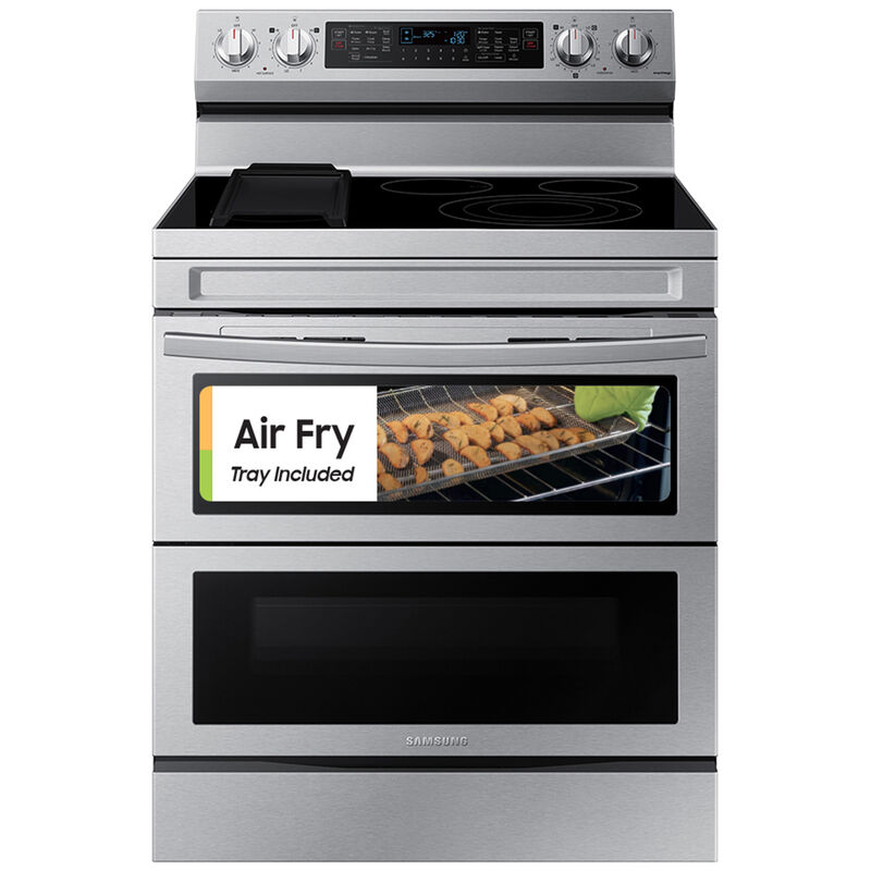 Samsung 30 in. 6.3 cu. ft. Smart Air Fry Convection Double Oven Freestanding Electric Range with 5 Radiant Burners & Griddle - Stainless Steel, Stainless Steel, hires