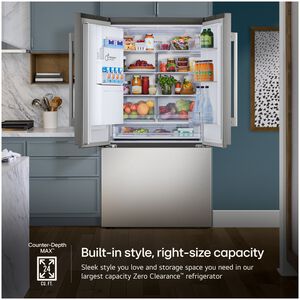 LG 36 in. 23.7 cu. ft. Smart Counter Depth French Door Refrigerator with Zero Clearance Hinge, Ice & Water Dispenser - PrintProof Stainless Steel, , hires