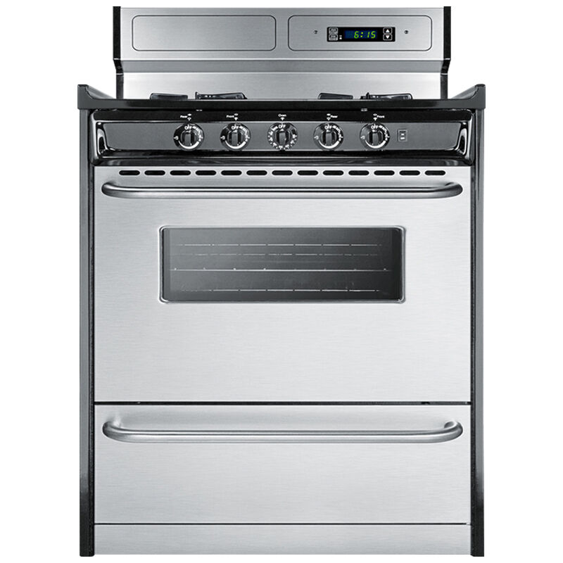 Summit 30 in. 3.7 cu. ft. Gas Range with Open Burners - Stainless Steel, , hires