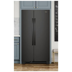 Whirlpool 33 in. 21.55 cu. ft. Side-by-Side Refrigerator (Optional Ice Dispenser Sold Separately) - Black, Black, hires