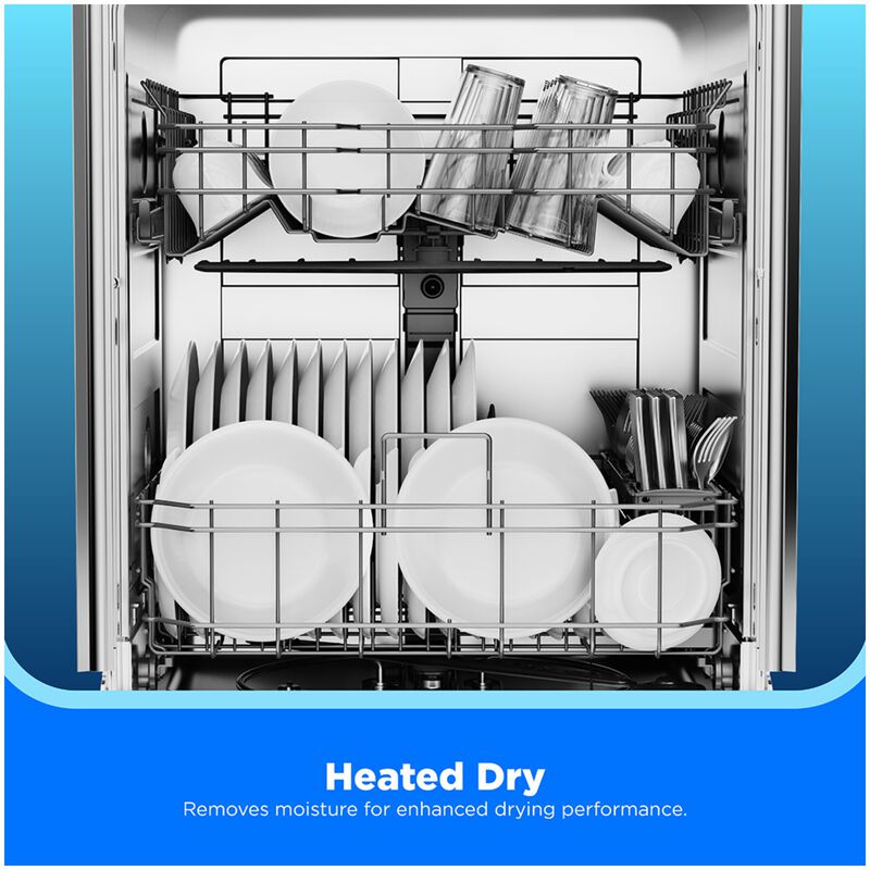 Midea 24 in. Front Control Flush-Mount Dishwasher with 52 dBA Sound level, Auto Open Door & Pocket Handle - White, , hires