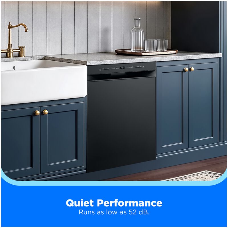 Midea 24 in. Front Control Flush-Mount Dishwasher with 52 dBA Sound level, Auto Open Door & Pocket Handle - Black, , hires