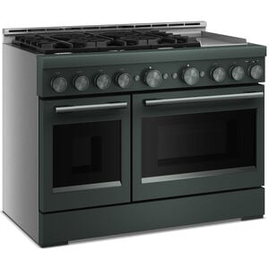 KitchenAid Commercial-Style 48 in. 6.3 cu. ft. Air-Fry True European Convection Double Oven Gas Range with 6 Sealed Burners & Griddle - Juniper, , hires