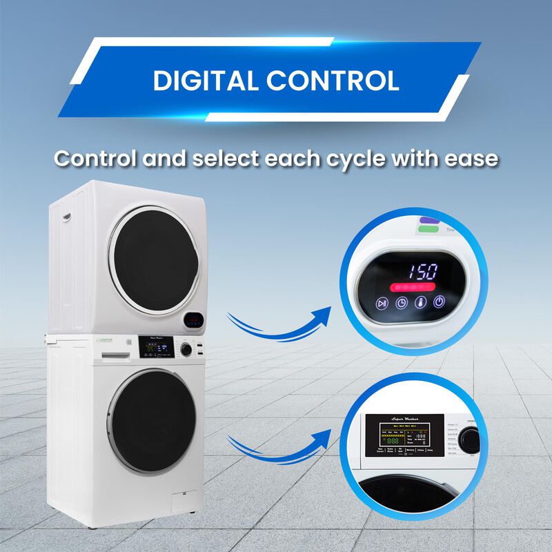 Equator 24 in. 1.6 cu. ft. Electric Front Load Laundry Center with Pet Cycle, Sanitize Cycle & Sensor Dry - White, White, hires