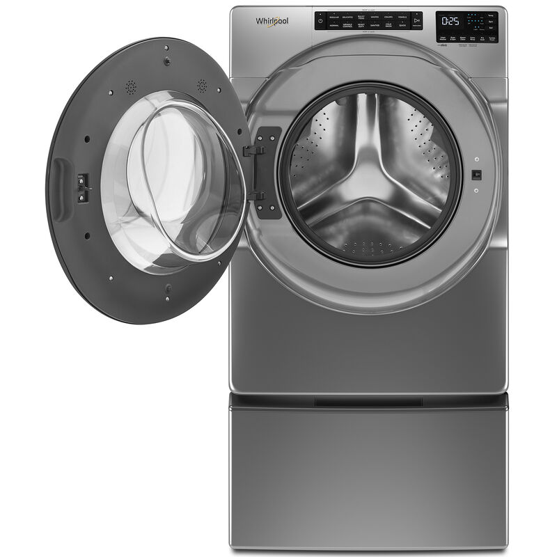 Whirlpool 27 in. 4.5 cu. ft. Stackable Front Load Washer with Quick Wash Cycle, Sanitize & Steam Wash Cycle - Chrome Shadow, Chrome Shadow, hires