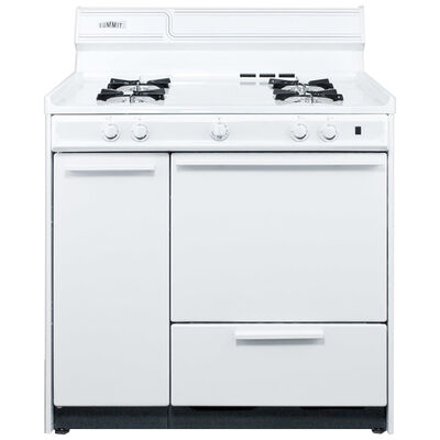 Summit 36 in. 2.9 cu. ft. Oven Freestanding Natural Gas Range with 4 Open Burners - White | WNM430P