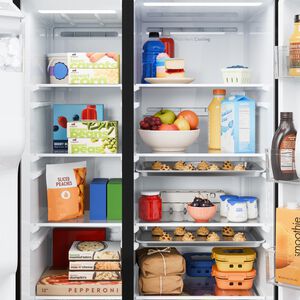 GE 36 in. 27.9 cu. ft. Side-by-Side Refrigerator with Ice & Water Dispenser - Slate, Slate, hires