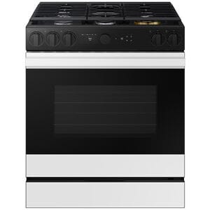 Samsung Bespoke 30 in. 6 cu. ft. Smart Air Fry True European Convection Slide-In Gas Range with 5 Sealed Burners & Griddle - White Glass, White Glass, hires