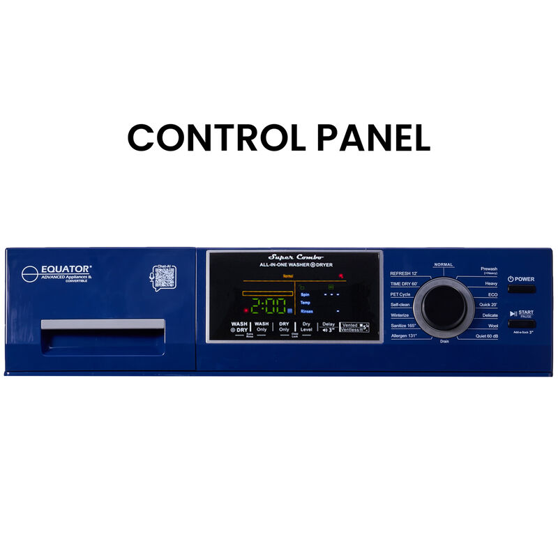 Equator 24 in. 1.9 cu. ft. Electric Front Load All-in-One Laundry Center with Sanitize Cycle & Sensor Dry - Blue, Blue, hires