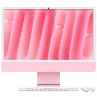 Apple iMac with 24-inch 4.5K Retina Display, M4 10-Core Chip, 16GB RAM, 256GB Storage, 10-Core GPU, 4 USB Ports, Pink | MWV43LL-A