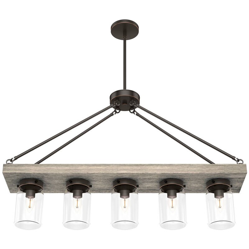 Hunter Devon Park 8 in. 5-Light Linear Chandelier with Clear Glass - Onyx Bengal, , hires