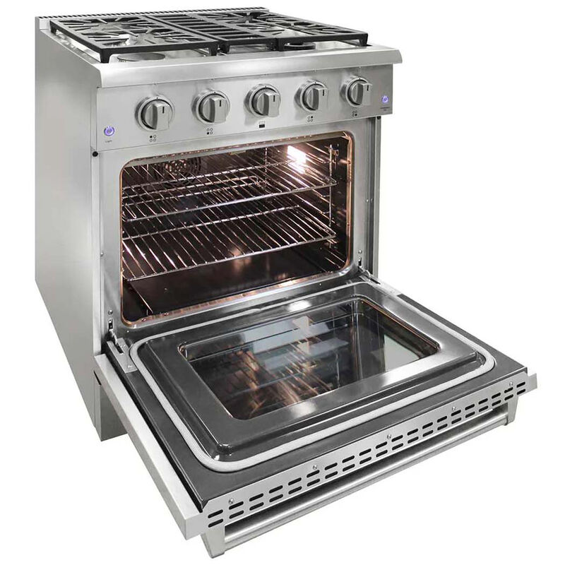 Brama 30 in. 4.2 cu. ft. Convection Oven Freestanding Natural Gas Range with 4 Sealed Burners - Stainless Steel, , hires