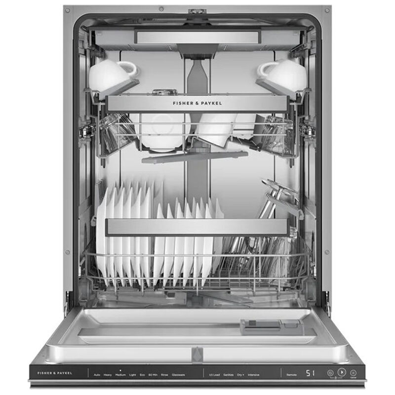 Fisher & Paykel Series 7 24 in. Smart Built-In Dishwasher with Top Control, 42 dBA Sound Level, 15 Place Settings, 8 Wash Cycles & Sanitize Cycle - Stainless Steel, , hires