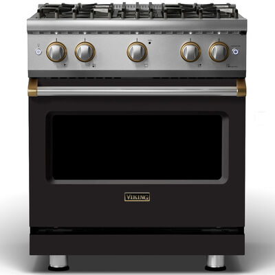 Viking 5 Series 30 in. 4.0 cu. ft. Standard Convection Gas Range with 4 Sealed Burners - Onyx Black | VGR5304BONBB