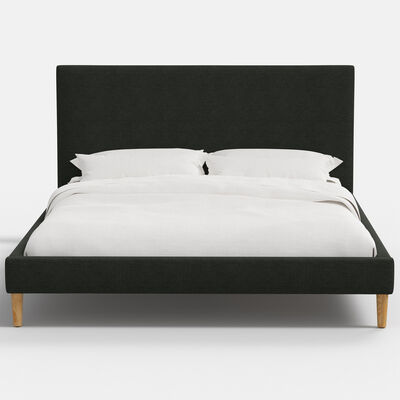 Skyline Furniture Linen Fabric Upholstered Full Size Platform Bed - Black | 1661BEDLNNB